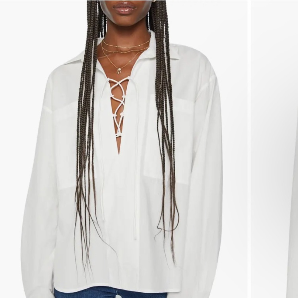MOTHER Roomie Lace Up Lagenlook Shirt
